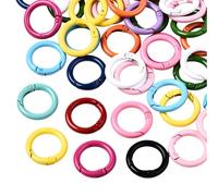 SOFPLATE 1 Box 1 Inch 25mm 30Pcs Spring O Rings Bulk Circle Clip Hooks Colored Big Alloy Keyring Buckle Tiger Loose Round Carabiner for Jewellery Making Keychains Bag Purse Handbag Accessory Supplies