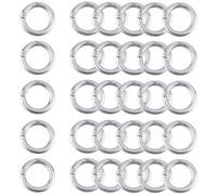 SOFPLATE 1 Box 1 Inch 25mm 30Pcs Spring O Rings Bulk Silver Gate Ring Large 6 Gauge Metal Circle Clips Snap Hooks Round Carabiner for Jewellery Making Keychain Bag Purse Handbag Accessory Supplies