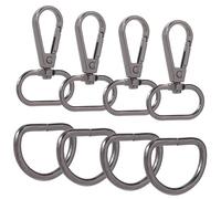 SOFPLATE 1 Box 10 Sets 20Pcs Swivel Lobster Claw Clasp 1 Inch D ring Alloy Metal Bulk Black Push Gate Oval Trigger Spring Buckle Snap Hook Clasps for Keychain Purse Bag Strap Landyard DIY Craft Making