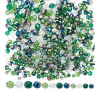 SOFPLATE 1 Box 1000Pcs 4/6/8mm Green Faceted Glass Beads Round Crystal Glass Beads Bulk Mixed Color Shiny Crystal Spacers for Jewellery Making Findings Bracelet Necklace DIY Crafts Suncatcher Adults