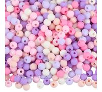 SOFPLATE 1 Box 1000Pcs Round Matte Beads 6mm Frosted Beads Acrylic Small Ball Hot Pink Colored Opaque Gumball Bubblegum Frost Smooth Loose Bead for Jewelry Making Bracelet Necklace Supplies DIY Crafts