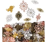 SOFPLATE 1 Box 100g Flower Connector Charms Metal Link Charms Bulk Flowers Shape Tibetan Pendants Antique Gold Silver Bronze Connectors Charms for Jewellery Making Charms Necklaces Earrings DIY Crafts