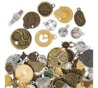 SOFPLATE 1 Box 100G Metal Clock Charm Antique Style Mini Charms Alloy Small Punk Tibetan Vintage Link Trinket Hanging Charm Pendant Findings for Jewellery Making Charms Necklaces Earrings DIY Crafts