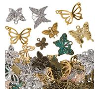 SOFPLATE 1 Box 100g Silver Butterfly Charms Bulk Gold Butterflies Charm Tibetan Alloy Antique Bronze Flying Animal Pendant Metal Summer Insect Charm for Jewellery Making Charms Necklace Earring Crafts