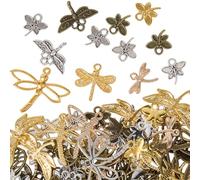 SOFPLATE 1 Box 100g Silver Dragonfly Charms Gold Insect Charms Bulk Tibetan Alloy Antique Bronze Platinum Flying Animal Pendant Summer Dangle Charm for Jewellery Making Charms Necklace Earrings Crafts