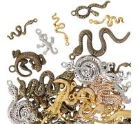 SOFPLATE 1 Box 100G Snake Charms Antique Vintage Charms Alloy Small Tibetan Style Mixed Punk Lizard Metal Hanging Link Trinket Pendant Findings for Jewellery Making Charms Necklace Earrings DIY Crafts