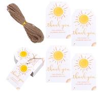 SOFPLATE 1 Box 100Pcs 3x2 Thank You for Celebrating with Me Tags Kraft Paper Gift Tags with String Sun Pattern Personalized Gift Labels for Bridal Shower Wedding Parties Birthdays Favors Wrapping