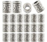 SOFPLATE 1 Box 100Pcs 7mm Tube Spacer Beads Alloy Large Hole Column Bead Bulk Tibetan Antique Silver Metal Curved Hollow Bracelet Loose Charms Beads for jewellery Making Beading Necklace Bracelet
