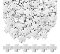 SOFPLATE 1 Box 100Pcs Antique Silver Cross Beads Easter Cross Spacer Bead Tiny Crucifix Rosary Tibetan Metal Spacers 8 x 7.5mm Crosses Bead for Jewellery Making Supplies DIY Necklace Bracelet Crafts