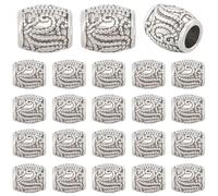 SOFPLATE 1 Box 100Pcs Antique Silver European Beads Bulk Large Hole Column Bead Tibetan Style Alloy Metal Barrel Tube Rondelle Large Hole Spacer Beads for jewellery Making Earrings Bracelets DIY Craft