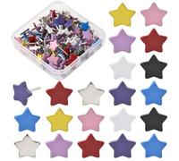 SOFPLATE 1 Box 100Pcs Decorative Cork Board Pins Star Push Pins Multi Color Small Cute Iron Map Indicator Location Thumbtacks Thumb Tacks for Wall DIY Photo Feature Cork Board Whiteboard Office Home