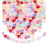 SOFPLATE 1 Box 100Pcs Glass Bell Flower Beads Flower Glass Bead Colorful Trumpet Shape Transparent Bellflower Crystal Loose Bead for jewellery Making Beads Supplies DIY Bracelet Necklace Earrings Craf