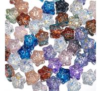 SOFPLATE 1 Box 100Pcs Glass Star Beads Bulk Crystal Star Bead Colorful Transparent Celestial Shaped Crystal Loose Bead End Caps for jewellery Making Beads Supplies DIY Bracelets Necklace Earrings Craf