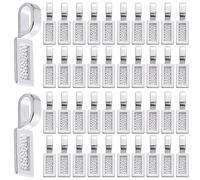 SOFPLATE 1 Box 100Pcs Glue on Jewellery Bails Flat Pad Pendant Bail Metal Alloy Silver Cabochon Connector Rectangle Blanks Bezel Trays Pad Dangle Charm for Jewellery Making Necklace Earring DIY Crafts