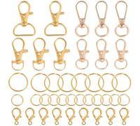 SOFPLATE 1 Box 100Pcs Gold Keychain Clip Bulk Swivel Lanyard Snap Hook Small Alloy Metal Trigger Snap Clasp with D Ring Split Keyrings 360° Swivel Hooks for Bags DIY Key Chain Purses Lanyards Supplies