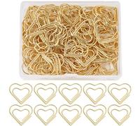 SOFPLATE 1 Box 100Pcs Heart Paper Clips Gold Paperclips Cute Love Hearts Shape Metal Journaling Paper Clamps Binder Clips Bookmarks for Document Sorting Organization Wedding Decoration Office Supplies