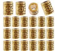 SOFPLATE 1 Box 100Pcs Hollow Tube Beads Gold Column Spacer Bead Bulk Tibetan Antique Golden Alloy Metal Curved Large Hole Bracelet Loose Beads for jewellery Making Necklace Bracelet Charms DIY Crafts