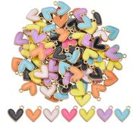 SOFPLATE 1 Box 100Pcs Mini Enamel Heart Charms Pastel Heart Charms Bulk Metal Alloy Colorful Plain Color Simple Cute Love Valentine Pendants for Jewelry Making Findings Bracelet Necklace DIY Crafts