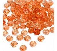 SOFPLATE 1 Box 100Pcs Pumpkin Shaped Beads Autumn Glass Beads Thanksgiving Halloween Orange Transparent Lantern Glitter Small Smooth Loose Spacer for Jewellery Making Bracelets Necklaces DIY Crafting