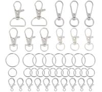 SOFPLATE 1 Box 100Pcs Silver Keychain Making Kit Lobster Claw Clasp Small Various Metal Key Chain Rings Kit Split Keyring Bulk Swivel Hooks for Keychains DIY Craft Projects Purse Making Supplies