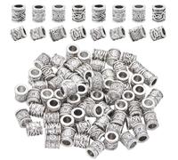SOFPLATE 1 Box 100Pcs Silver Large Hole Bead Alloy Tube Spacer Beads Bulk Tibetan Retro Metal Spacers Round Column Loose Charm Beads for jewellery Making European Bracelets Beading Necklaces DIY Craft