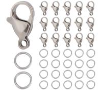 SOFPLATE 1 Box 100Pcs Silver Lobster Clasp Jewellery Lobster Clasps and 200Pcs Jump Rings Stainless Steel Metal Connectors Accessories for Jewellery Making Supplies DIY bracelets Keychain Crafts