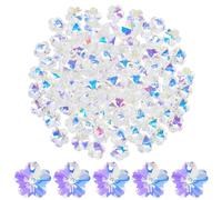 SOFPLATE 1 Box 100Pcs Suncatcher Glass Beads Clear AB Crystal Flower Beads Faceted Spacer Chandelier Replacement Connector Prism Glass Charms for Suncatchers DIY Lamp Hanging Pendants Jewellery