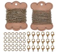 SOFPLATE 1 Box 10M/32.8 Feet Antique Bronze Chains Brass Paper Clip Chain Cross Paperclip Necklaces with 20pcs Lobster Claw Clasps 100pcs Jump Rings for Jewellery Making Necklace Bracelet DIY Crafts