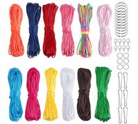 SOFPLATE 1 Box 12 Colors 120M bracelet nylon string 1mm nylon cord beading thread with 40pcs Claw Clasp Jump Ring Snap Findings Kit for Jewellery Making Supplies DIY Bracelet Necklace Keychains Crafts