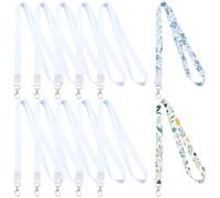 SOFPLATE 1 Box 12 Pack Sublimation Lanyards Blanks White Heat Transfer Lanyards with Clasp Swivel Hooks Polyester Neck Hanging Straps for ID Badges Card Holders Office School Supplies 18.7In Long