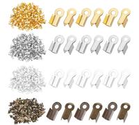 SOFPLATE 1 Box 1200Pcs Fold Over Cord Ends Crimp End Tips Iron Fold-Over jewellery Bracelet Crimp End capss Fastener Connector Leather Ribbon Clasp Tips for jewellery Making Bracelet Necklace DIY Craf