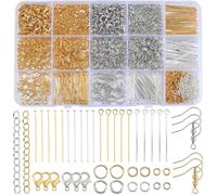 SOFPLATE 1 Box 1200Pcs Hypoallergenic Earring Making Kit Jewellery Making Findings Starter Kits with Eye Pins Fish Hooks Extender Chain Clasps Jump Rings for Jewellery Repair DIY Craft Supplies Adults