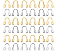 SOFPLATE 1 Box 1200Pcs Wire Guardians Thread Protector Wire Guard Brass U Shape Protective Tube Silver Gold Wire Guardian Loops for Earring Bracelet Necklace jewellery Making Supplies DIY Beading Craf