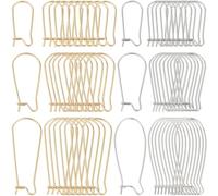 SOFPLATE 1 Box 120Pcs 6 Style Silver Kidney Earring Hooks Stainless Steel Earring Findings Bulk U Shaped Real 18K Gold Plated Ear Wires Long Teardrop Dangle Earring Wires for jewellery Making Supplies
