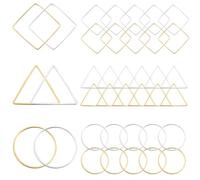 SOFPLATE 1 Box 120Pcs 6 Styles Beaded Earring Making Hoop Gold Silver beading Earring Hoops Linking Ring Square Triangle Earring Components Findings for DIY Earrings Crafts Jewellery Making Supplies