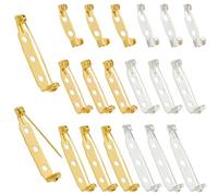 SOFPLATE 1 Box 120Pcs 6 Styles Metal Bar Pins Silver Safety Pin Brooch Gold Tone Secure Iron Badge Brooches Locking Clasp Backs Accessories for Jewellery Badges Bars Name Tags DIY Making Crafts