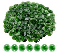 SOFPLATE 1 Box 120Pcs Glass Prism Beads Crystal Octagon Beads 2 Holes Chandelier Prisms Parts Replacement Links Ornaments Lamp Hanging Pendants for Suncatcher Home DIY Arts Crafts Decor Lime Green
