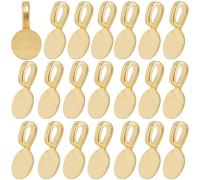 SOFPLATE 1 Box 120Pcs Glue on Bail Gold Cabochon Charms Bails Bulk Round Alloy Tibetan Style Flat Pad Necklace Bail Blank Settings Base Jewelry Bails Charm for Jewelry Making Supplies DIY Gems Crafts
