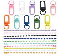 SOFPLATE 1 Box 120Pcs Lanyard Swivel Snap Hooks Swivel Keychain Clasps Alloy Spray Painted Colorful Iron Ball Bead Chain Metal Lobster Clip Findings Kits for DIY Car Key Keychains Lanyards Purse Craft