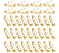 SOFPLATE 1 Box 120Pcs Safety Clasp Brooch Bar Pin Backs Locking 0.79 Inch Gold Metal Iron Pin Badge Backs with Holes Bar Pins Findings for Jewellery Making Corsage Name Tags Badges Citation Bars(20mm)