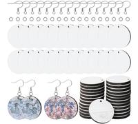SOFPLATE 1 Box 120Pcs Sublimation Blanks Round White Wooden Earring Blanks with Hooks and Jump Rings for Heat Transfer Dangle Making Kits - DIY Craft Supplies Printing
