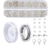 SOFPLATE 1 Box 1240Pcs Crimp Cover Beads Silver Jewellery Crimp Beads with Thread Small Brass Wire Guardian Protectors Tips Knot Spacer End Bead for Jewellery Making Necklaces Bracelets Earrings DIY