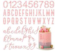 SOFPLATE 1 Box 124Pcs 62 Styles Numbers Cake Decorations Cupcake Topper Letters Acrylic Mirrored 0-9 Number A-Z Letter Non Edible Rose Gold Decor for Cake Wedding Birthday Party Celebration DIY