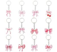 SOFPLATE 1 Box 12Pcs 12 Styles Pink Bow Acrylic Keychain Coquette Bow Keychains Cute Bownot Party Favors Decorations for Birthday Wedding Bridal Shower Gifts Classroom Rewards Goodie Bag Fillers