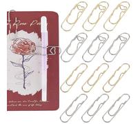 SOFPLATE 1 Box 12Pcs 4 Styles Heart Pencil Paperclip Holder Pen Paper Clips Iron Office School Portable Carbon Steel Insert Pencil Holding for Notebook Journal Scrapbook Outdoor Planner 2.7 x 0.8Inch