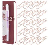 SOFPLATE 1 Box 12Pcs 4 Styles Pencil Paperclip Holder Heart Pen Paper Clips Gold Iron Office School Portable Carbon Steel Insert Silver Pencil Holding for Notebook Journal Scrapbook 2.7 x 0.8Inch