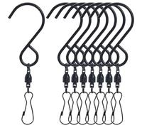 SOFPLATE 1 Box 12Pcs Swivel Hook Clips Wind Chime Spinner Hooks 360 Degree Dual Clip Rotatable S Hooks Stainless Steel Black Windsock Crystal Twisters for Hanging Wind Spinners Suncatcher Party Supply