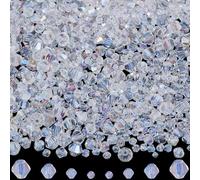 SOFPLATE 1 Box 1300Pcs Bicone AB Crystal Beads Clear Faceted Glass Beads 3mm 4mm 6mm 8mm Bulk Party Wholesale Assorted Glass Beads for Jewelry Making Necklaces Earrings Bracelet Wind Chimes DIY Crafts