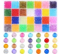 SOFPLATE 1 Box 1400Pcs 28 Colors 6MM Acrylic Beads Assorted Color Round Beads Plastic Transparent Small Mixed Colorful Loose Spacers for Jewellery Making Findings DIY Crafts Bracelet Necklace Beginner