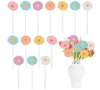SOFPLATE 1 Box 14Pcs Wooden Decorative Picks Sunflower Wooden Picks Bulk Spring Flower Daisy Colorful Wood Vase Decoration for Vase Filler Flower Arrangements Home Patio Yard Pot Decorations Adults